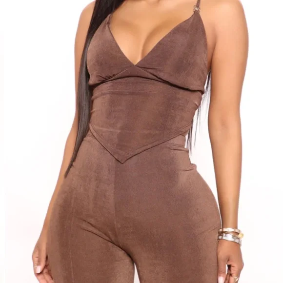 slinky pant set-Brown - Picture 2 of 4